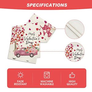 Artoid Mode Heart Tree Truck Rose Balloon Happy Valentine's Day Table Runner, Seasonal Anniversary Wedding Holiday Kitchen Dining Table Decoration for Indoor Outdoor Home Party Decor 13 x 72 Inch