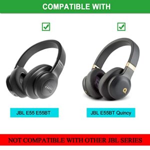 Jecobb Replacement Earpads for JBL E55 E55BT Quincy Edition Over-Ear Headphones with Protein Leather & Memory Foam Ear Cushions (Grey)