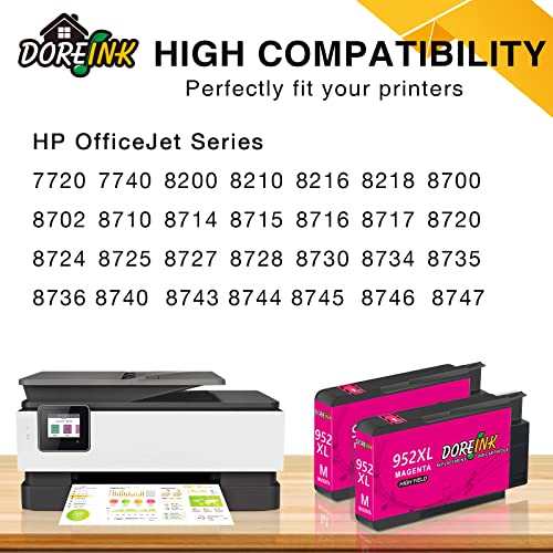 DOREINK Compatible 952 XL Magenta Ink Cartridge Replacements for HP 952 | 952XL Use with OfficeJet Pro 8710 8720 7740 8740 7720 8715 8702 Printer (2 Magenta)