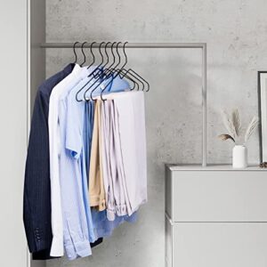 Nature Smile Premium Black Matt Metal Suit Clothes Hanger 10 Pack with a Smooth Beech Wood Pants Bar,Unique Coat Hanger Dress Hanger Shirt Hanger