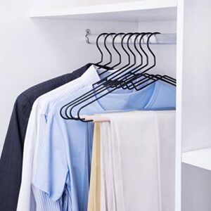 Nature Smile Premium Black Matt Metal Suit Clothes Hanger 10 Pack with a Smooth Beech Wood Pants Bar,Unique Coat Hanger Dress Hanger Shirt Hanger