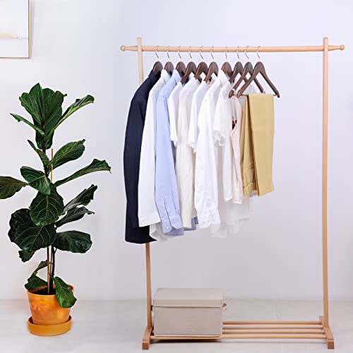 Nature Smile Wooden Suit Hangers 20 Pack Premium Solid Wood Coat Clothes Hangers with Non Slip Bar - Smooth Finish with 360° Swivel Hook and Smooth Notches for Camisole Jacket Pant Dress Retro Color