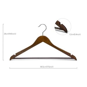 Nature Smile Wooden Suit Hangers 20 Pack Premium Solid Wood Coat Clothes Hangers with Non Slip Bar - Smooth Finish with 360° Swivel Hook and Smooth Notches for Camisole Jacket Pant Dress Retro Color
