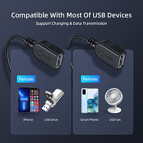 ANDTOBO USB Splitter Y Cable, USB 2.0 1 Male to 2 Female Splitter Hub Power Cord Extension Adapter Cable for PC/Car/Laptop/U Disk, etc