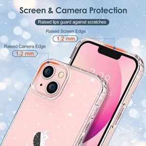 Hython Case for iPhone 13 Case Glitter, Cute Sparkly Clear Glitter Shiny Bling Sparkle Cover, Anti-Scratch Soft TPU Thin Slim Fit Shockproof Protective Phone Cases for Women Girls, Clear Glitter