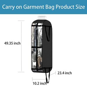 Garment Bags for Hanging Clothes, Garment Bags for Travel or Closet Storage, 50" Carry On Garment Bag, Suit Bags for Travel, Moving Bags for Clothes Suit Travel Cover for Men Women