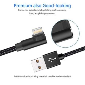 Hi-Mobiler iPhone Charger 3Pack 6FT Lightning Cable Right Angle Lightning Charging Cord Compatible with iPhone 13/12/11/Pro/Xs Max/XS/XR/7/7Plus/X/8/8Plus/6S/6S Plus/SE (Black, 6FT)