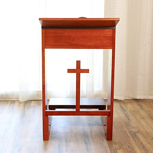 Prayer Bench Stool,Solid Wood Prayer Kneeler with Bench and Folding Table Top in Home,Church Prayer Table Chair Padded Kneeler Shelf for Kneeling at Home,Religious Gifts