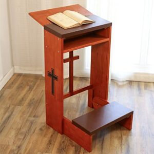 Prayer Bench Stool,Solid Wood Prayer Kneeler with Bench and Folding Table Top in Home,Church Prayer Table Chair Padded Kneeler Shelf for Kneeling at Home,Religious Gifts