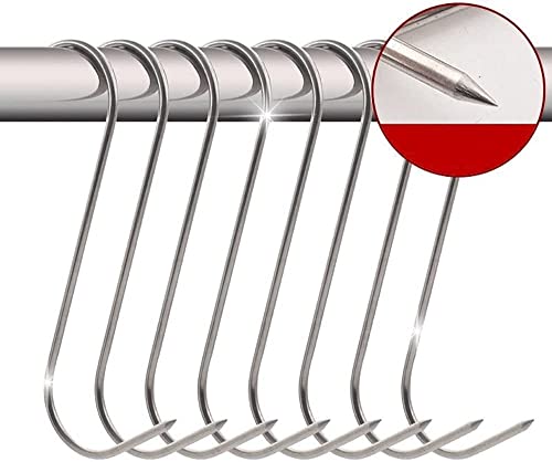 MUFEDAT Meat Hooks 20Pcs ,5.9 '' Premium Stainless Steel Butcher Hook Smoking Hooks,Meat Processing for for Hot and Cold Smoking,Chicken Hunting Smoking Ribs,Hanging,Drying,BBQ(5.9inch 20Pcs)