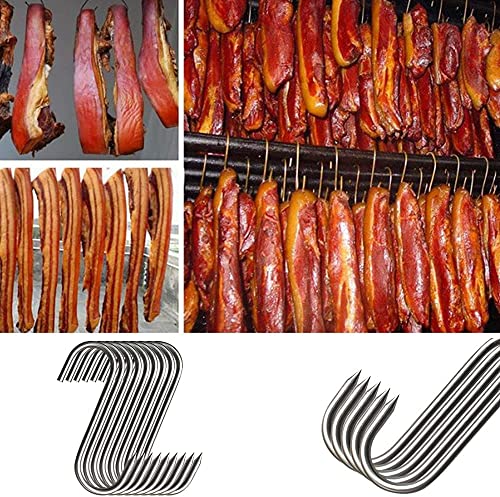 MUFEDAT Meat Hooks 20Pcs ,5.9 '' Premium Stainless Steel Butcher Hook Smoking Hooks,Meat Processing for for Hot and Cold Smoking,Chicken Hunting Smoking Ribs,Hanging,Drying,BBQ(5.9inch 20Pcs)