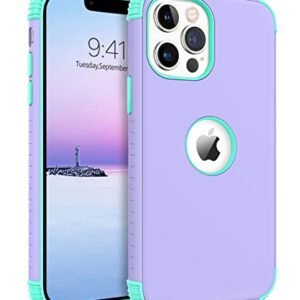 BENTOBEN iPhone 13 Pro Max Case, Phone Case iPhone 13 ProMax 6.7, Heavy Duty 2 in 1 Full Body Rugged Shockproof Protection Hybrid Hard PC Bumper Drop Protective Girls Women Boys Men Cover, Purple/Mint