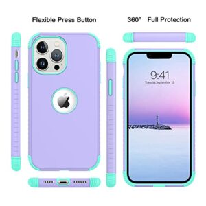 BENTOBEN iPhone 13 Pro Max Case, Phone Case iPhone 13 ProMax 6.7, Heavy Duty 2 in 1 Full Body Rugged Shockproof Protection Hybrid Hard PC Bumper Drop Protective Girls Women Boys Men Cover, Purple/Mint