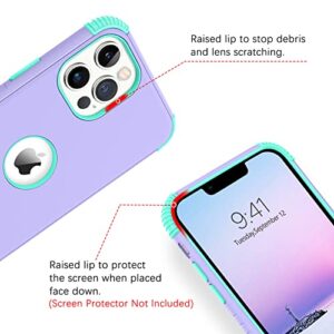 BENTOBEN iPhone 13 Pro Max Case, Phone Case iPhone 13 ProMax 6.7, Heavy Duty 2 in 1 Full Body Rugged Shockproof Protection Hybrid Hard PC Bumper Drop Protective Girls Women Boys Men Cover, Purple/Mint