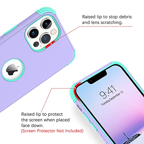 BENTOBEN iPhone 13 Pro Max Case, Phone Case iPhone 13 ProMax 6.7, Heavy Duty 2 in 1 Full Body Rugged Shockproof Protection Hybrid Hard PC Bumper Drop Protective Girls Women Boys Men Cover, Purple/Mint