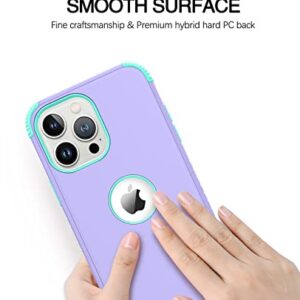 BENTOBEN iPhone 13 Pro Max Case, Phone Case iPhone 13 ProMax 6.7, Heavy Duty 2 in 1 Full Body Rugged Shockproof Protection Hybrid Hard PC Bumper Drop Protective Girls Women Boys Men Cover, Purple/Mint