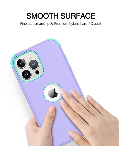 BENTOBEN iPhone 13 Pro Max Case, Phone Case iPhone 13 ProMax 6.7, Heavy Duty 2 in 1 Full Body Rugged Shockproof Protection Hybrid Hard PC Bumper Drop Protective Girls Women Boys Men Cover, Purple/Mint