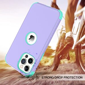 BENTOBEN iPhone 13 Pro Max Case, Phone Case iPhone 13 ProMax 6.7, Heavy Duty 2 in 1 Full Body Rugged Shockproof Protection Hybrid Hard PC Bumper Drop Protective Girls Women Boys Men Cover, Purple/Mint