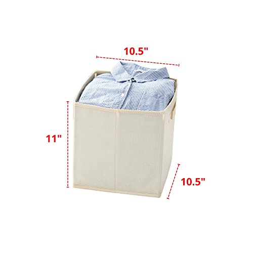 Displays By Jack Foldable Fabric Storage Bins Organizer, Collapsible Cube Containers with Handles, Great for Closet and Cubby Toy Organizers, 10.5" x 10.5" x 11"H, Set of 6, Beige