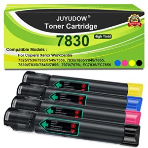juyudow toner cartridge replacement for xerox workcentre 7830 7835 7845 7855 7970 7525 7530 7535 7545 7556 compatible 006r01513 006r01514 006r01515 006r01516 toner (4 pack, black cyan magenta yellow)