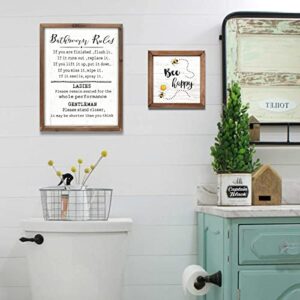 Wartter Wood Framed Wall Sign Honey Bee Wall Art Decor (2 set )