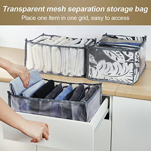 Foldable Clothes Storage Drawer Organizer - Cooyokit Separated Storage & Storing Divider, compartment storage bag for storing jeans, t-shirts, tops, sweaters etc. (7 Grid Storage Divider)