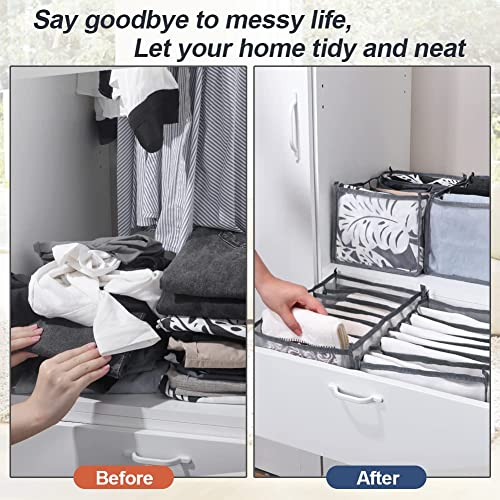 Foldable Clothes Storage Drawer Organizer - Cooyokit Separated Storage & Storing Divider, compartment storage bag for storing jeans, t-shirts, tops, sweaters etc. (7 Grid Storage Divider)