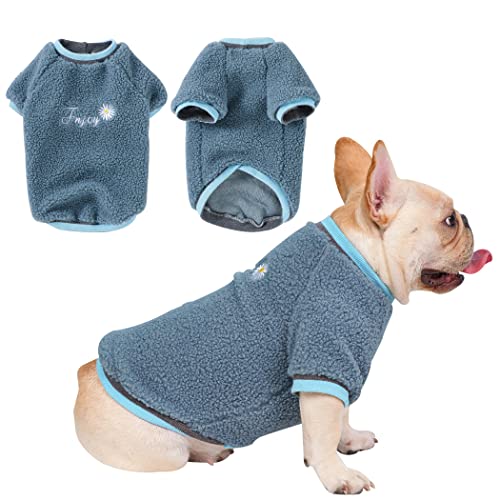 Sweaters Dog Winter Warm Clothes - Hoodies Jackets Sherpa Dog Apparel & Accessories Small Medium Large Pet Clothes Holiday Party for Pet cat Dog Little Daisy Sky Blue 12LBS