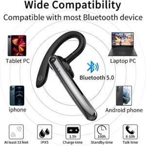 Morebili Bluetooth Headset, Wireless Headphone Business earpiece V5.0 Hands-Free Earphones with Built-in Mic for Driving/Business/Office, Compatible with iPhone and Android (F990-Black)