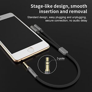 1Mii Headphone Splitter 3.5mm Y Splitter Audio Stereo Cable Male to 2 Female Extension Cable Headphones Splitter Adapter Aux Stereo Cord for Car/Home Stereos, Speaker, Smartphone, Tablet - 1ft/0.3M