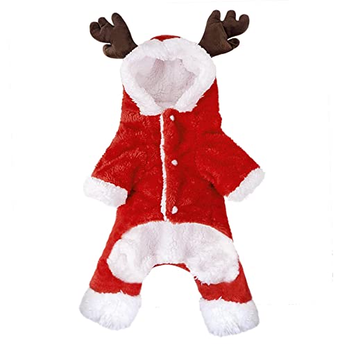 OhMill Cute Cartoon Pet Reindeer Teddy Dog Costume Soft Comfy Coral Clothes Fit for Christmas Halloween Daily Wear (XXL)