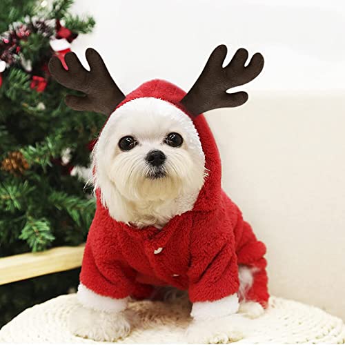 OhMill Cute Cartoon Pet Reindeer Teddy Dog Costume Soft Comfy Coral Clothes Fit for Christmas Halloween Daily Wear (XXL)