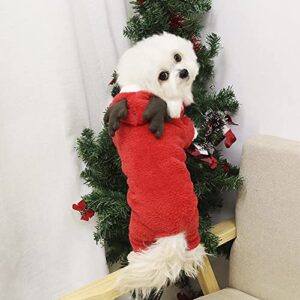 OhMill Cute Cartoon Pet Reindeer Teddy Dog Costume Soft Comfy Coral Clothes Fit for Christmas Halloween Daily Wear (XXL)