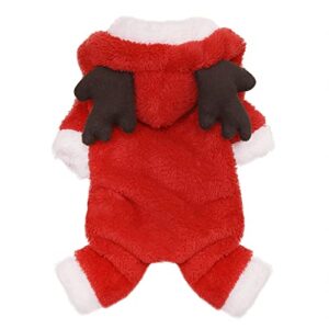 OhMill Cute Cartoon Pet Reindeer Teddy Dog Costume Soft Comfy Coral Clothes Fit for Christmas Halloween Daily Wear (XXL)