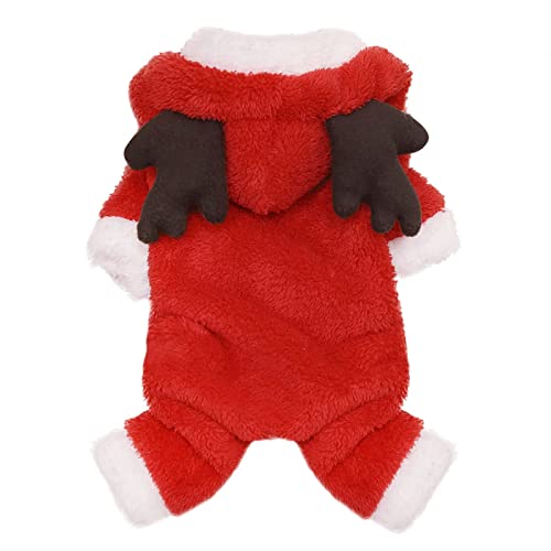 OhMill Cute Cartoon Pet Reindeer Teddy Dog Costume Soft Comfy Coral Clothes Fit for Christmas Halloween Daily Wear (XXL)