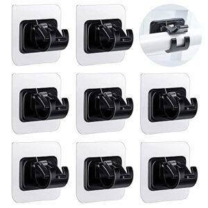 8 pieces self adhesive curtain rod bracket, no drill drapery hooks holder, plastic sticky on curtain rod holder for kitchen, bathroom, hotel (black)