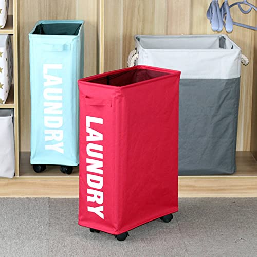 NC Foldable Dirty Clothes Basket Japanese-Style Home Oxford Cloth Clothes Storage with Wheels and Handles Laundry Basket Storage Basket Storage Box