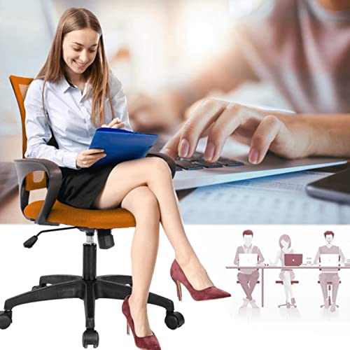 Ergonomic Office Desk Chair, Mid Back Thick Cushion Seat Computer Task Chair with Lumbar Support & Mesh Back, Swivel Rolling Adjustable Home Executive Gaming Chair for Home Office Reading Working