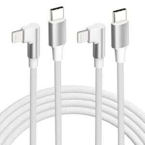 iphone usb c to lightning cable,【2pack 6ft mfi certified】right angle 90 degree iphone fast charger nylon braided 20w charging data syncing cord compatible with iphone 14/13/pro/ 12/max/11/xs/xr/8/plus