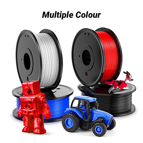 HZHNS PLA 3D Printer Filament, 1.75mm 3D Printing Consumables Bundle 1KG/2.2lb, 0.25KG/Spool 4 Colors Pack - Blue, Black, White, Red