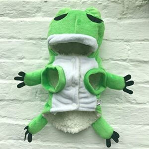 ChezAbby Funny Frog Dog Cat Costumes Pet Halloween Christmas Cosplay Clothes Adorable Flannel Kitten Outfits Clothes Soft Velet Puppy Apparel Fleece Doggie Sweater Warm Cat Coat