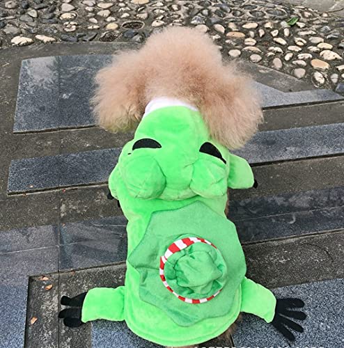 ChezAbby Funny Frog Dog Cat Costumes Pet Halloween Christmas Cosplay Clothes Adorable Flannel Kitten Outfits Clothes Soft Velet Puppy Apparel Fleece Doggie Sweater Warm Cat Coat