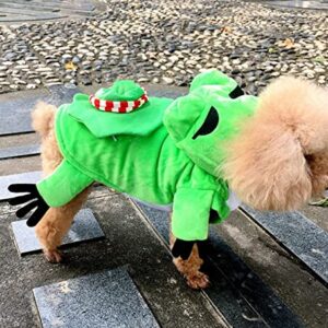 ChezAbby Funny Frog Dog Cat Costumes Pet Halloween Christmas Cosplay Clothes Adorable Flannel Kitten Outfits Clothes Soft Velet Puppy Apparel Fleece Doggie Sweater Warm Cat Coat