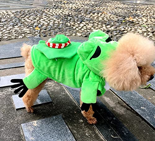 ChezAbby Funny Frog Dog Cat Costumes Pet Halloween Christmas Cosplay Clothes Adorable Flannel Kitten Outfits Clothes Soft Velet Puppy Apparel Fleece Doggie Sweater Warm Cat Coat