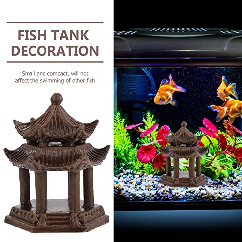 POPETPOP Aquarium Decoration Ceramic Fairy Garden Figurines Mini Pagoda Statue Fish Hideout Shelter Cave for Fish Tank Ornament Micro Landscape Decor
