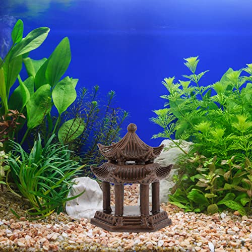 POPETPOP Aquarium Decoration Ceramic Fairy Garden Figurines Mini Pagoda Statue Fish Hideout Shelter Cave for Fish Tank Ornament Micro Landscape Decor