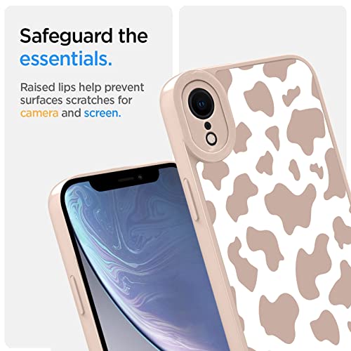 OOK Compatible with iPhone XR Case Cute Cow Print Fashion Slim Lightweight Camera Protective Soft Flexible TPU Rubber for iPhone XR with [Screen Protector]-Pink