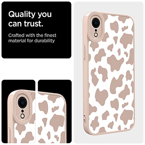 OOK Compatible with iPhone XR Case Cute Cow Print Fashion Slim Lightweight Camera Protective Soft Flexible TPU Rubber for iPhone XR with [Screen Protector]-Pink