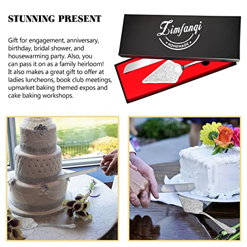 ZIMFANQI Wedding Cake Knife and Server Set,Stainless Steel Vintage Cake Cutting Utensils for Wedding, Birthday,Premium Elegant Keepsake for Newlyweds