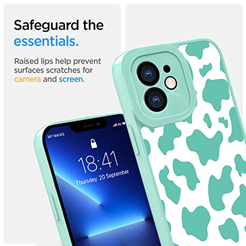 OOK Compatible with iPhone 11 Case Cute Cow Print Fashion Slim Lightweight Camera Protective Soft Flexible TPU Rubber for iPhone 11 with [Screen Protector]-Green